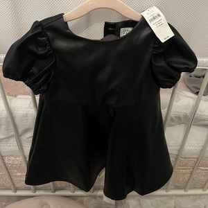 NWT GAP Black Faux Leather Dress 6-12m 🖤